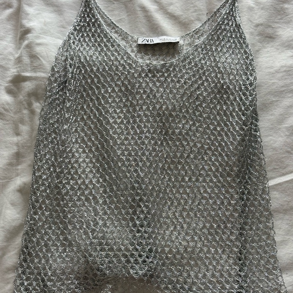 Zara Metallic Silver Women's Camisole
